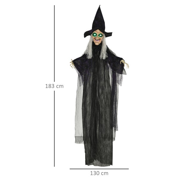HOMCOM Halloween Dekoration, 130L x 18B x 183H cm, Polyester, PE, Stahl, Schwarz
