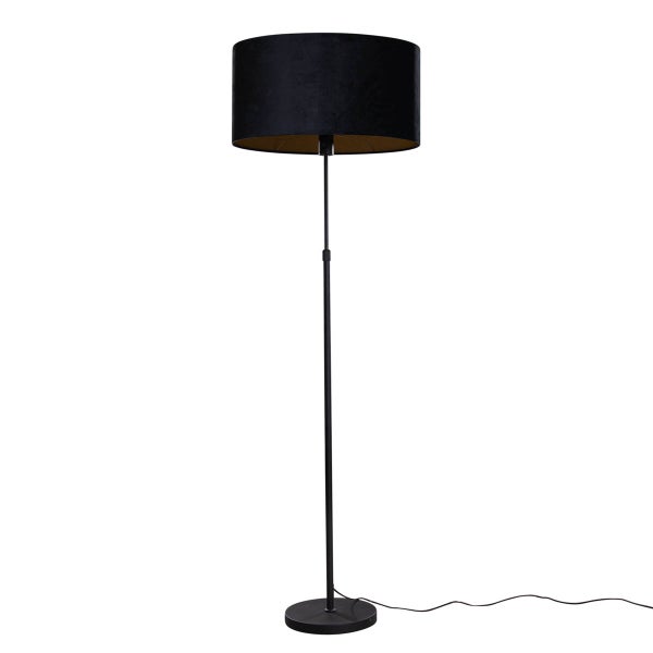 Schwarze Stehlampe mit rundem Lampenschirm