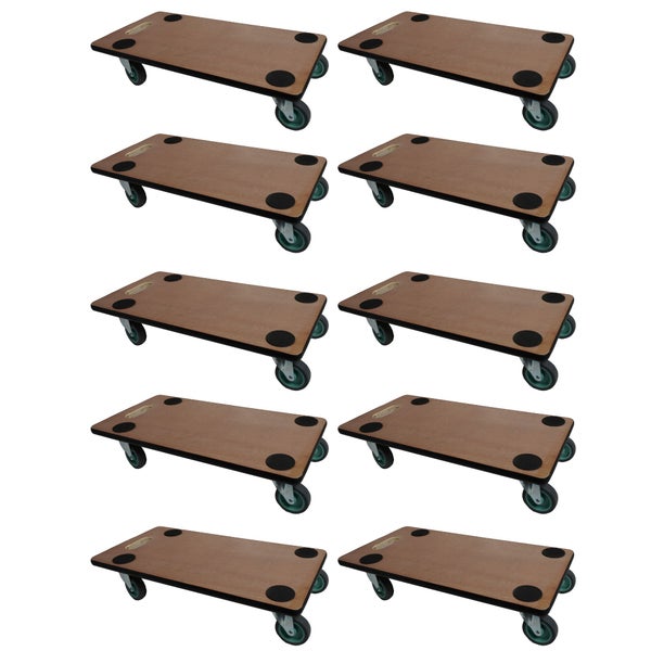 PROREGAL MegaDeal 10x Transportroller 4 Rollen HxBxT 11,5x30x60 cm Traglast 200kg Sperrholzplatte