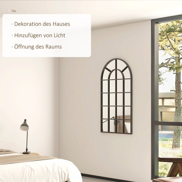 HOMCOM Wandspiegel Garderobenspiegel 110 x 65cm Flurspiegel mit Metallrahmen Hängespiegel Wohnzimmerspiegel für Schlafzimmer Schwarz