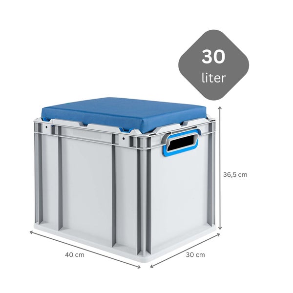 PROREGAL Eurobox NextGen Seat Box Blau HxBxT 36,5 x 30 x 40 cm 30 Liter Griffe Offen Eurobehälter Sitzbox Transportbox Transportbehälter Stapelbehälter