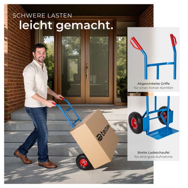Sackkarre tectake  Belastbarkeit 200 kg mit Stahlrahmen blau