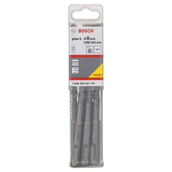 Bosch Hammerbohrer Plus 5, Durchmesser 8 mm, Länge 100/165 mm, im Set