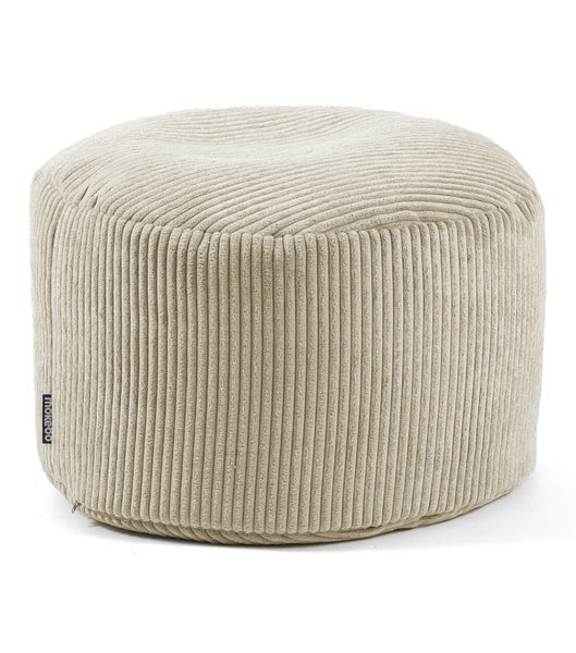 mokebo Pouf oder Sitzhocker aus Cord 'Der Faule Lenz', Fußhocker in Beige mit EPS-Perlen Füllung