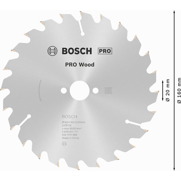 Bosch PRO Wood Kreissägeblatt 160 x 1,8 x 20 mm - 2608641171