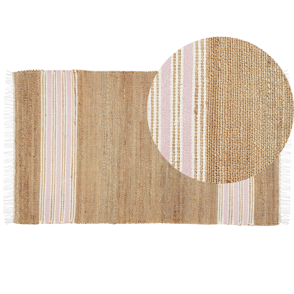 Teppich MIRZA Pastellrosa 80 x 150 cm Jute