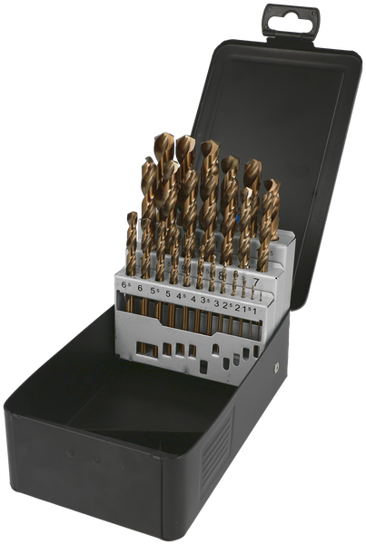 Heller Stahlbohrer HSS-Co 25 tlg. Set in Metallkassette Ø 1 / 1,5 / 2 / 2,5 / 3 / 3,5 / 4 / 4,5 / 5 / 5,5 / 6 / 6,5 / 7 / 7,5 / 8 / 8,5 / 9 / 9,5 / 10 / 10,5 / 11 / 11,5 / 12 / 12,5 / 13 mm - 1 Set