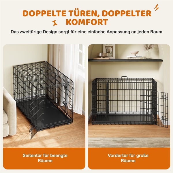 Draht-Hundekäfig mit doppelter Tür für Flexibilität