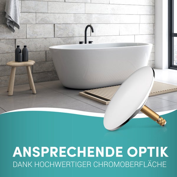 Engelbach® Badewannenstöpsel mit Universaler Passform - integrierte Doppel Dichtung - Chrom