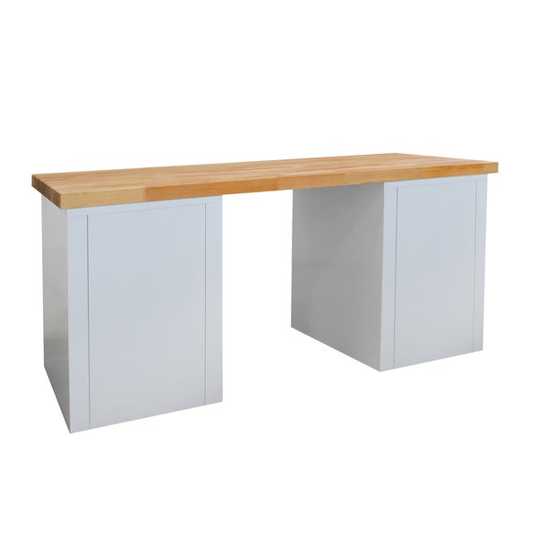 PROREGAL Werkbank Rhino Plus mit 2 Stahlblechkästen HxBxT 84 x 150 x 70 cm Traglast 500 kg Lichtgrau Blau
