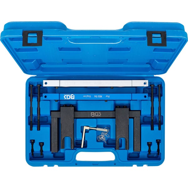 BGS technic Motor Einstellwerkzeug Satz im geöffneten blauen Koffer