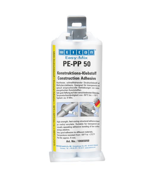WEICON Easy-Mix PE-PP 50 | Konstruktions-Klebstoff auf Methylacrylatbasis für spezielle Kunststoffe | 50 ml | transparent