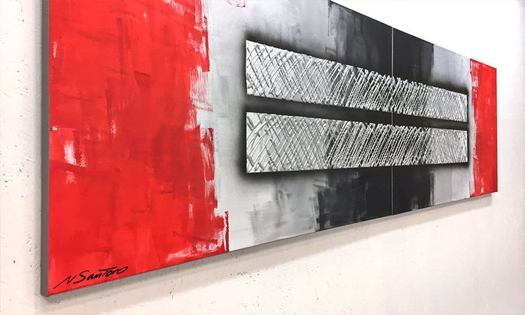 Das Wandbild -Silver Fury- 200x60x2 cm handgemaltes Unikat