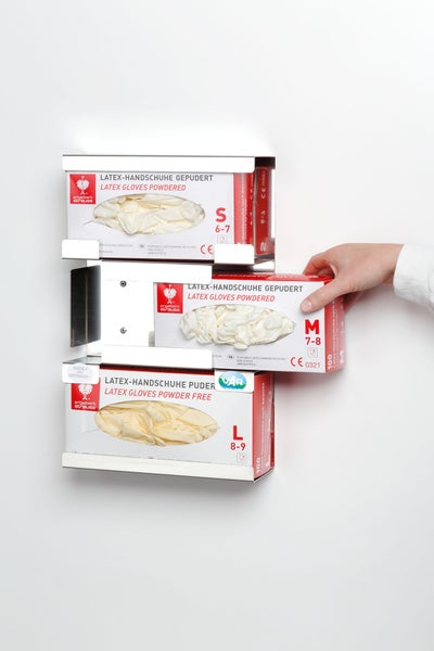 PROREGAL Halterung Für Handschuhe Handtuchbox en 3 Fach Offen Wandhalterung HxBxT 39 x 25 x 8 cm Edelstahl Silber