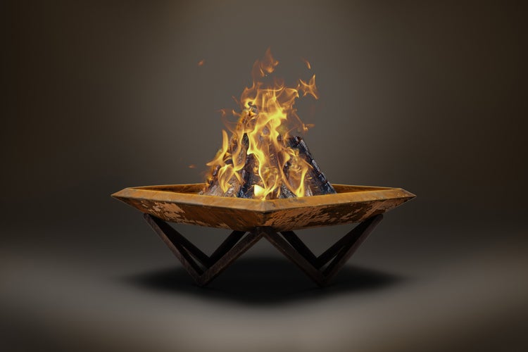 The Favilla Firesheet Feuerschale aus Cortenstahl – quadratische Feuerstelle im Industrie-Design (77x77x32 cm, 17 kg) – wetterfeste Gartenfeuerschale mit Rostpatina – sofort einsatzbereit
