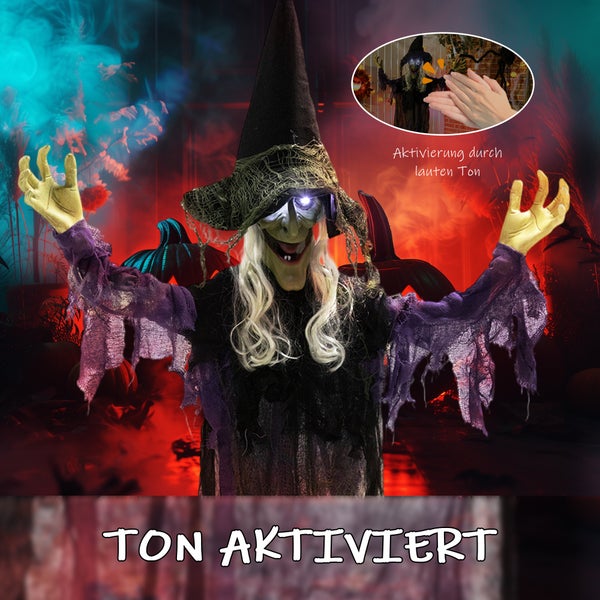Halloween Dekoration Hexe mit Soundaktivierung