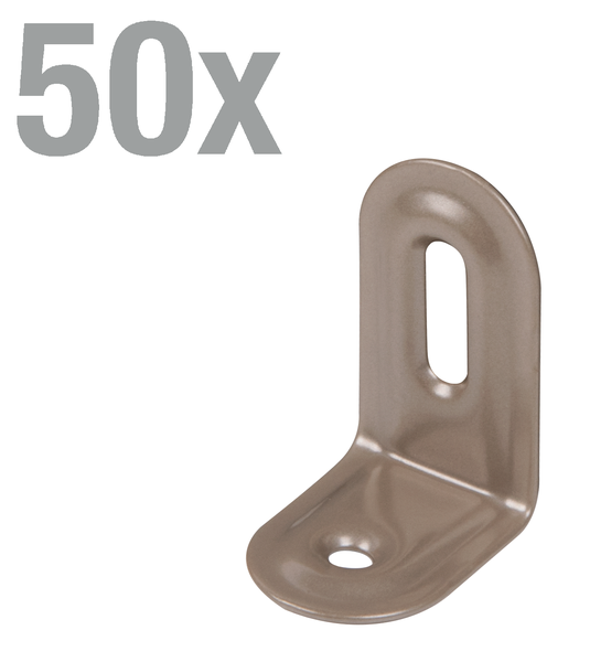Set mit 50 Stück Eckverbinder aus Metall zur stabilen Eckverbindung von Holzbauteilen.