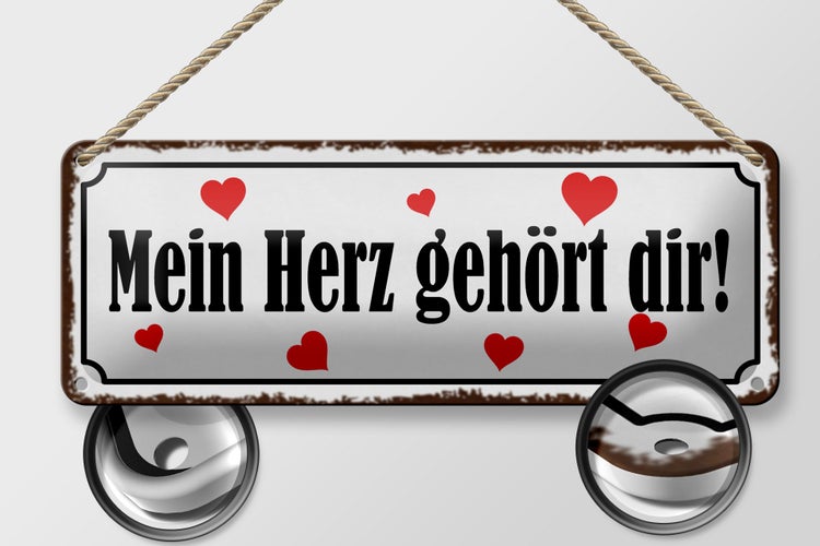 Blechschild Spruch 27x10cm mein Herz gehört dir Herz Dekoration
