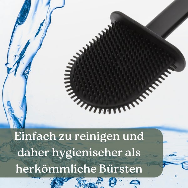 Klobürste Silikon schwarz Wandmontage Silikon Toilettenbürste WC Bürste Klobürstenhalter ohne bohren Bürstengarnitur WC Bürsten & Halter