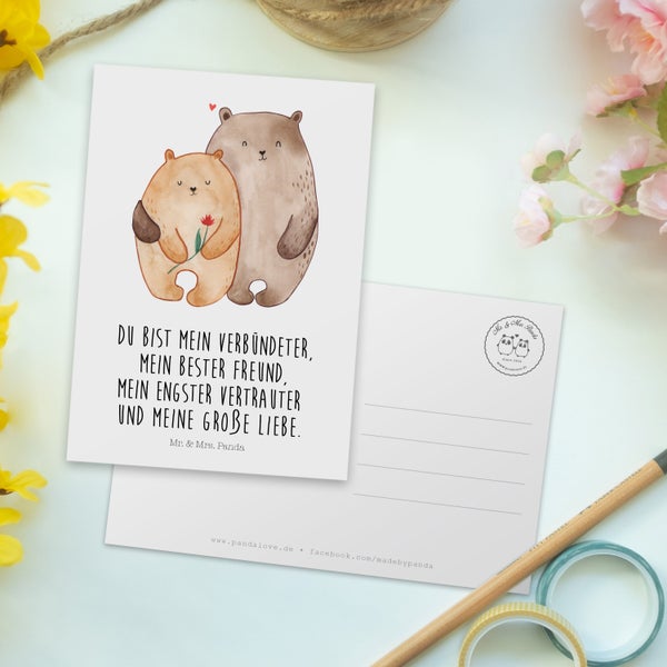 Mr. & Mrs. Panda Postkarte Bären Liebe - Weiß