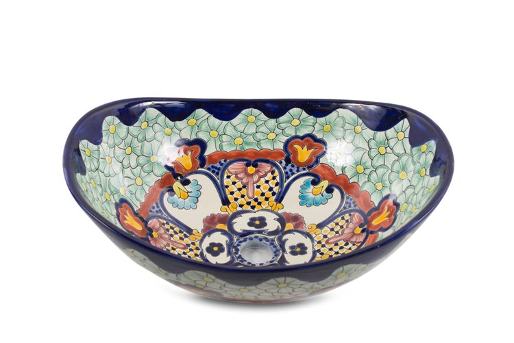 Keramikwaschbecken mit Blumenmuster