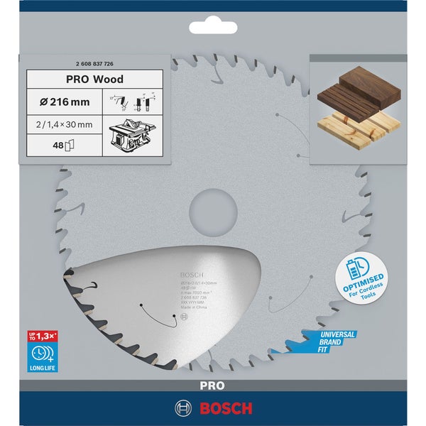 Bosch PRO Wood cordless Blatt für Kreissägen 216 x 1,7 x 30 mm - 2608837726