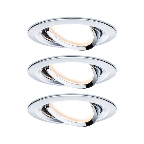 LED Einbauleuchte 3-Step-Dim Nova Coin 3-Step-Dim Basisset schwenkbar rund 84mm 50° Coin 3x6W 3x470lm 230V dimmbar 2700K Chrom