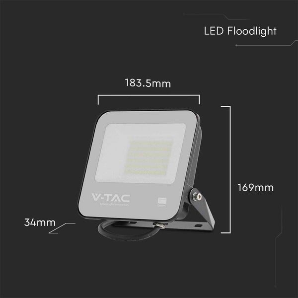 LED-Scheinwerfer - Schwarz - 135lm/w - Samsung - IP65 - 50 Watt - 5740 Lumen - 6500K - 5 Jahre