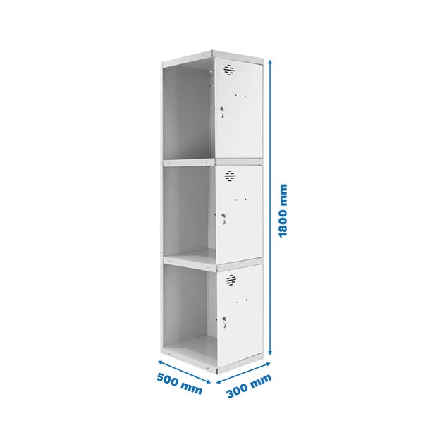 Metall-Garderobenschrank mit drei Fächern, 1800 x 500 x 300 Millimeter