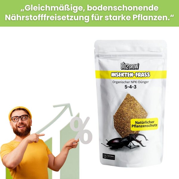 Bio2Grow Insekten-Frass organischer NPK-Dünger 5-4-3 mit natürlichem Pflanzenschutz