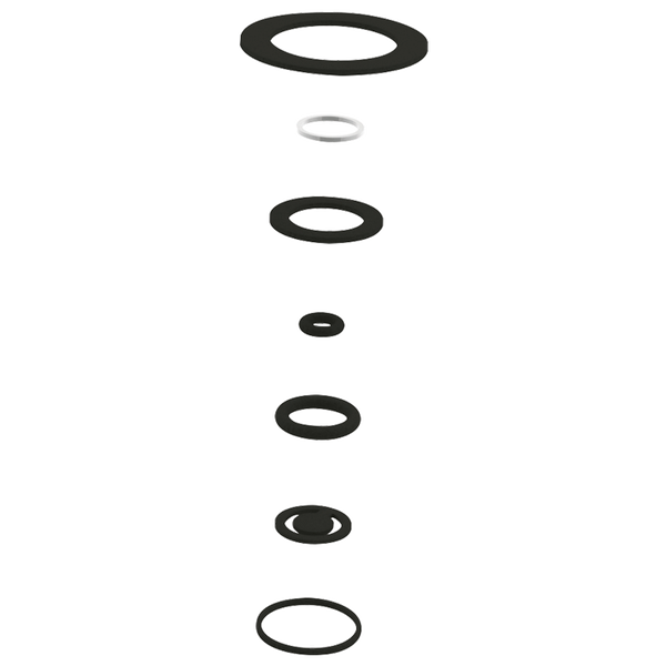Set mit verschiedenen Dichtungen und O-Ringen.
