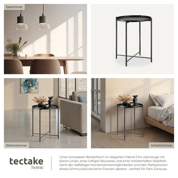 Beistelltisch tectake Chester 45,5 x 45,5 x 53 cm Stahl schwarz