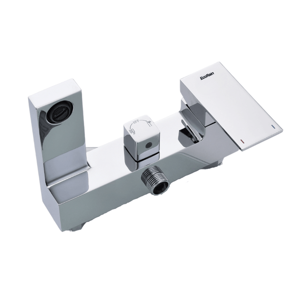 EcoRain Thermostat-Wannenarmatur mit Brausehalter - Messing & Keramikscheiben - Bad- & Duscharmatur - Universeller Anschluss - Korrosionsbeständig - Chrom
