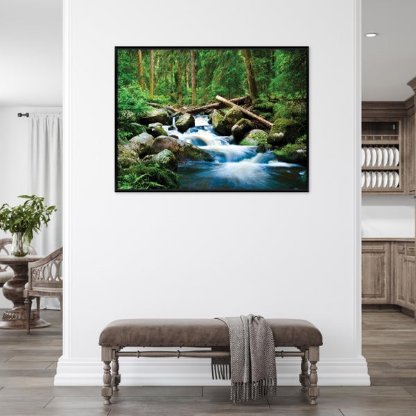 Bilder mit Rahmen Wald Fluss Natur PPR14724O4 Wandbilder Wohnzimmer Schlafzimmer 60x40 cm