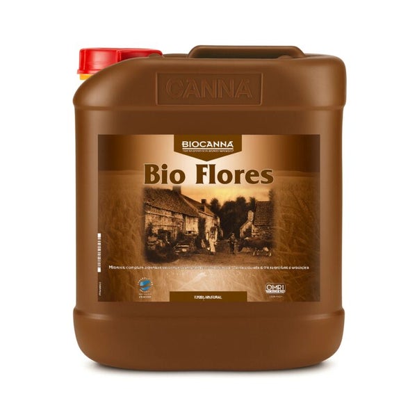 Biocanna Bio Flores Pflanzendünger in einem Kunststoffkanister zur Unterstützung der Blütephase von Pflanzen