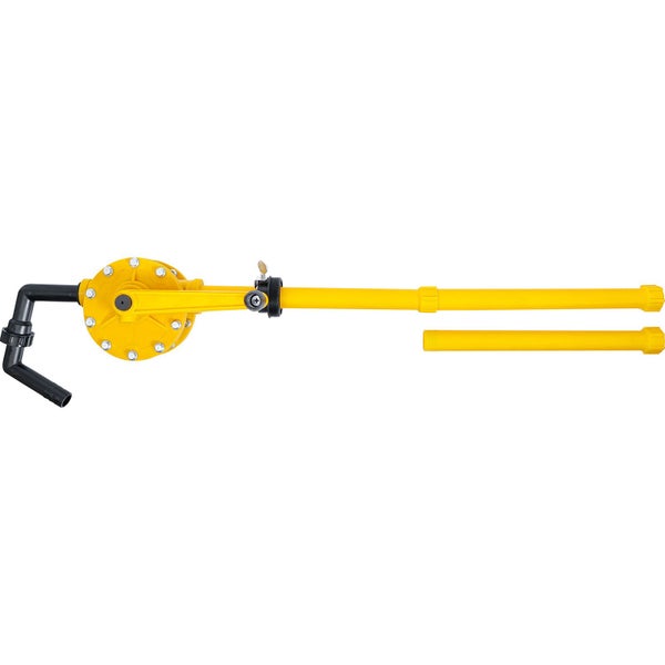 Gelbe Handpumpe mit Zubehör für Fässer