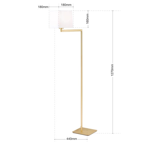 Stehlampe mit Schirm und goldenem Gestell