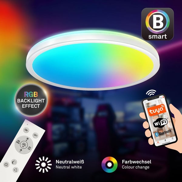 LED Deckenleuchte Smart RGB Bluetooth WiFi Timer Alexa weiß 22W Ø42cm Briloner