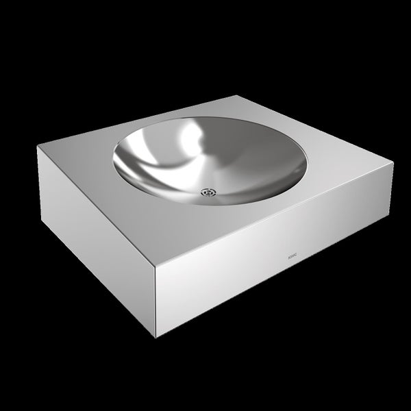 KWC Waschtisch aus Edelstahl mit integriertem runden Becken in quadratischem Design