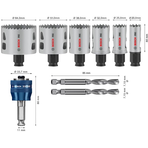 Bosch Pro Lochsägenset mit Aufnahme und Zentrierbohrer