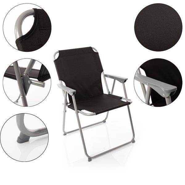 BigDean Klappstuhl Schwarz Campingstuhl Faltstuhl Angelstuhl robust klappbar bis 120kg belastbar klassischer Klappstuhl Gartenstuhl Klappstuhl für Garten & Camping - Campingstuhl faltbar