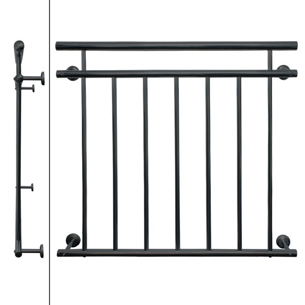 ECD Germany Französischer Balkon 90x100 cm mit 7 Füllstäben, Anthrazit matt & rau, Stahl pulverbeschichtet, Balkongeländer Stabgeländer Balkonbrüstung Balkongitter Fenstergeländer Außen Fenstergitter