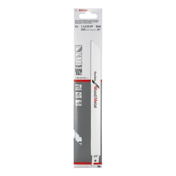 Bosch 5x Säbelsägeblatt S 1122 VF Flexible for Wood and Metal - 2608654981