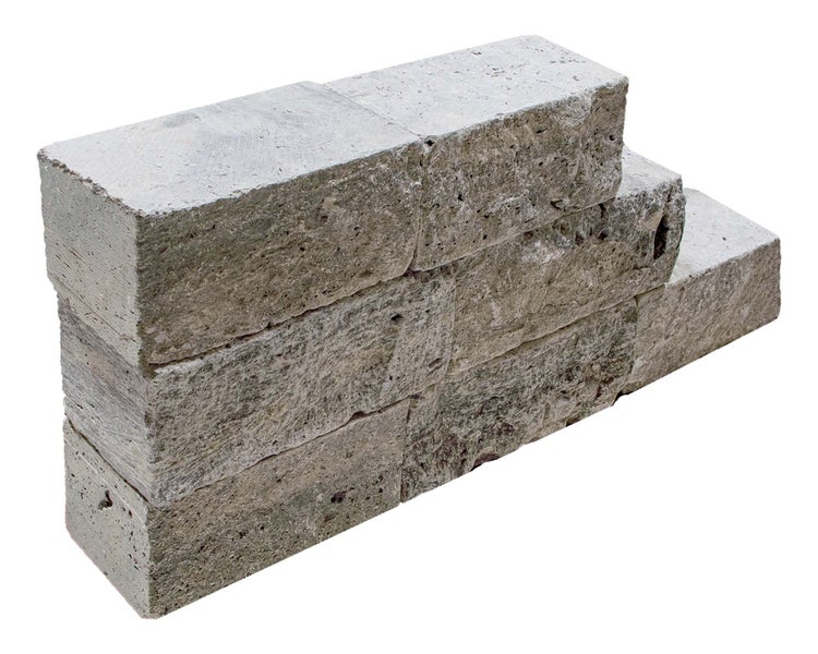 Wohnrausch Naturstein Mauersteine Travertin SILVER GREY, spaltrau, getrommelt, grau, L 15-50, B 18-20, H 15 cm, 1 qm