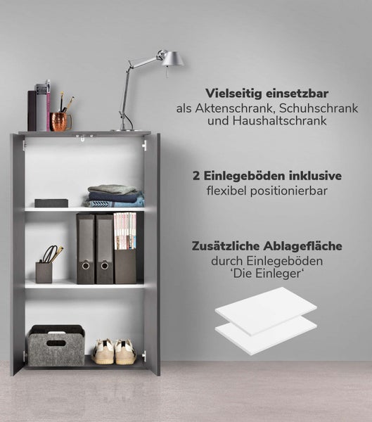 mokebo Schrank Set 2-teilig in Anthrazit 'Die Allzweckwaffe', Set mit Midischrank und Kommode