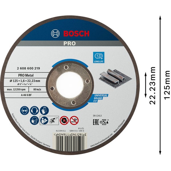 Bosch PRO Metal Trennscheibe 125 x 1,6 x 22,23 mm - 2608600219