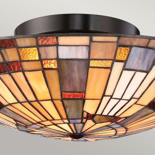 Deckenleuchte im Tiffany Stil mit geometrischem Muster