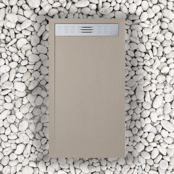 Duschwanne 90X115 cm Mit Seitengitter Vulcano Line Slim Moka RAL 1019 Aus Kunstharz und Marmorpulver Mit freiem Abfluss - FRASCIO