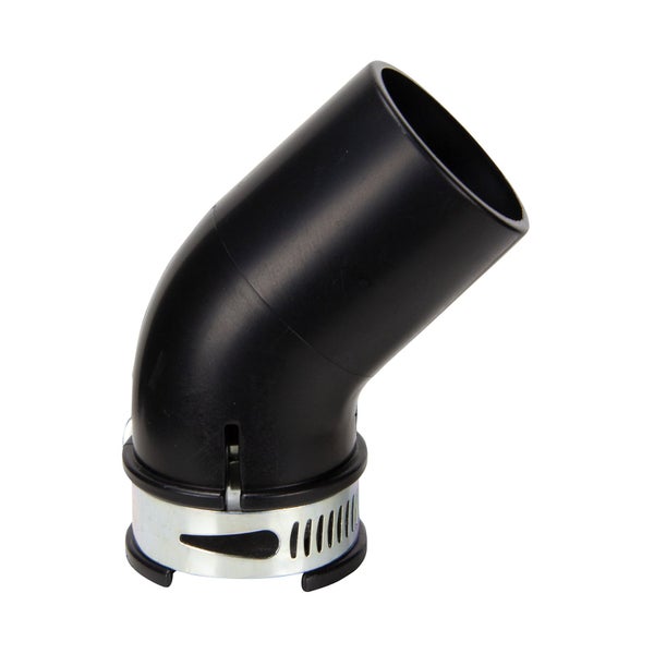 Schwarzer Ablaufbogen mit Schlauchschelle