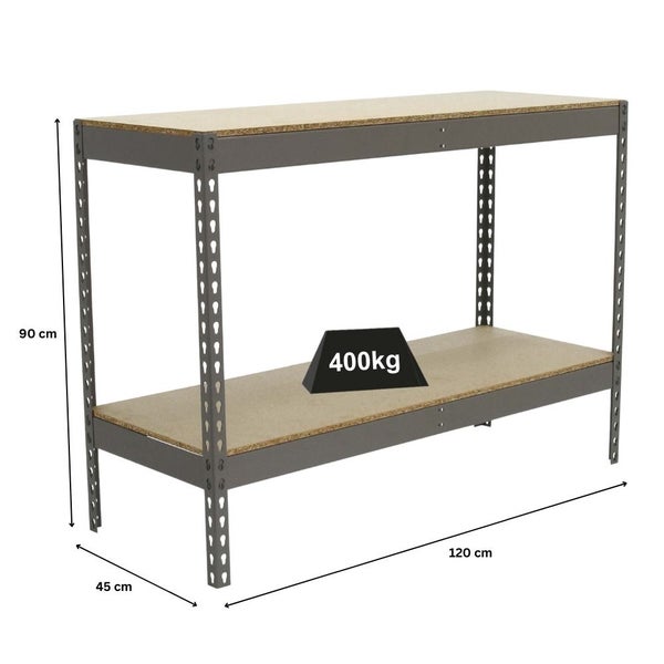 Schwerlastregal MINI WOOD YETI TWO | HxBxT 90x120x45cm | Fachlast 400kg | Grau